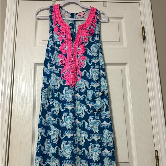 Lilly Pulitzer Dresses & Skirts - Lilly Pulitzer Blue and Pink Elephant Print Dress